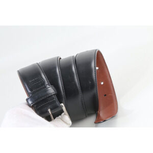 Coach Black Leather Adjustable Waist Belt 38/95 Silver Buckle Authentic Logo